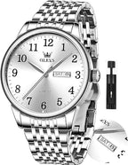 OLEVS Men’s Big Face Stainless Steel Quartz Watch – Day & Date