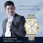 Olevs Men's Luxury Dress Watch: Stainless Steel, Waterproof, Day/Date, Diamond Accents