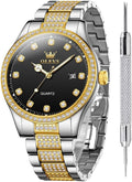 OLEVS Crystal Rhinestones Stainless Steel Men’s Watch