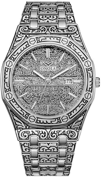 Retro Men’s Quartz Watch – Tattoo Pattern Stainless Steel, Waterproof