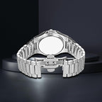 Unisex Luxury Full Diamond Watch Silver Gold Quartz Analog Stainless Steel Bracelet