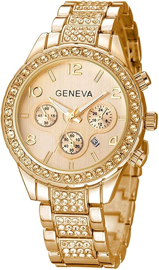 FANMIS Luxury Unisex Quartz Watch – Floating Crystal Dial, Calendar, Stainless Steel