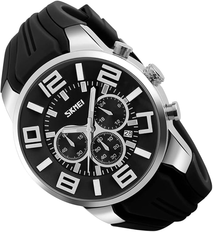 Men’s Silicone Waterproof Digital Chronograph Watch with Luminous Display