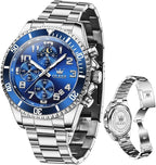 OLEVS Men’s Luxury Chronograph Watch – Moon Phase, Waterproof, Stainless Steel