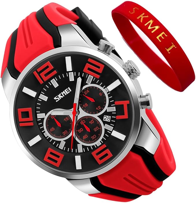 Men’s Silicone Waterproof Digital Chronograph Watch with Luminous Display