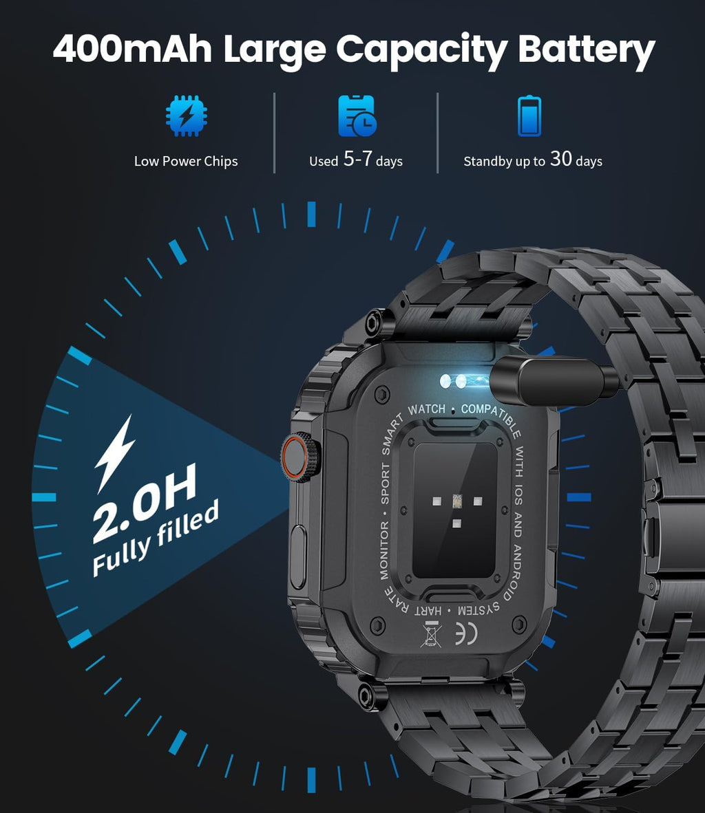 ESFOE Military Smartwatch for Men, 1.96″ HD, Calls & Fitness Tracking