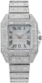 MINILUJIA Crystal Fashion Diamond Wristwatch Gold Stainless Steel Analog Quartz Watch
