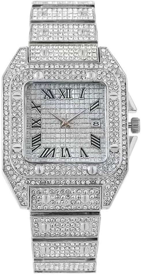 MINILUJIA Crystal Fashion Diamond Wristwatch Gold Stainless Steel Analog Quartz Watch
