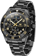 OLEVS Men’s Luxury Chronograph Watch – Moon Phase, Waterproof, Stainless Steel