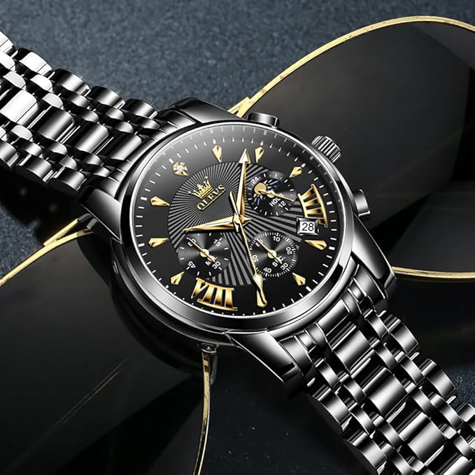 OLEVS Men’s Multifunction Dress Watch – Luminous, Water Resistant, Stainless Steel