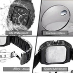 MINILUJIA Crystal Fashion Diamond Wristwatch Gold Stainless Steel Analog Quartz Watch