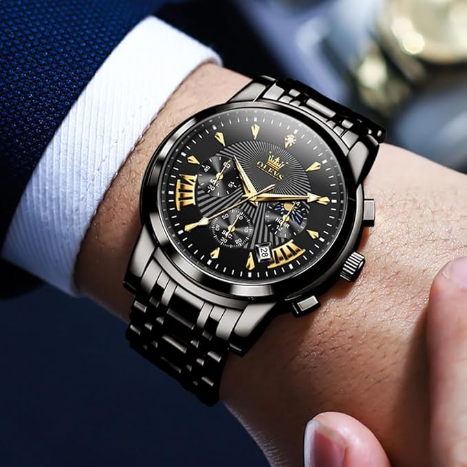 OLEVS Men’s Multifunction Dress Watch – Luminous, Water Resistant, Stainless Steel