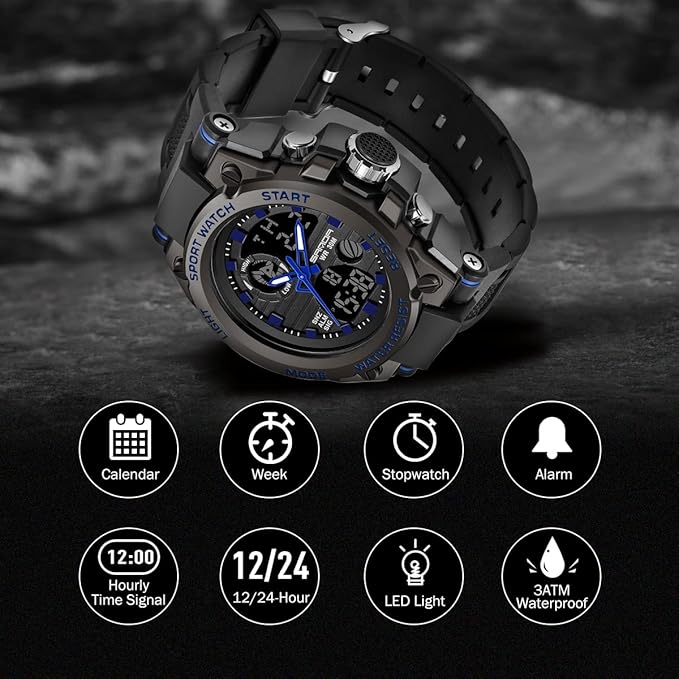 Military Tactical Waterproof Digital Stopwatch Watch for Men