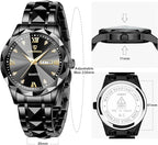 Men’s Luxury Two-Tone Quartz Watch – Diamond Dial, Waterproof, Luminous