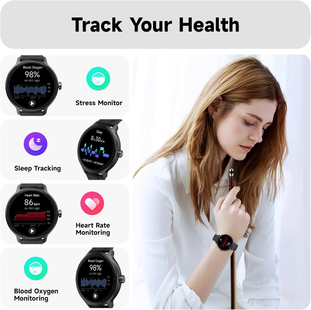 Smart Watch with Bluetooth Calling, HD Touchscreen & Fitness Tracking