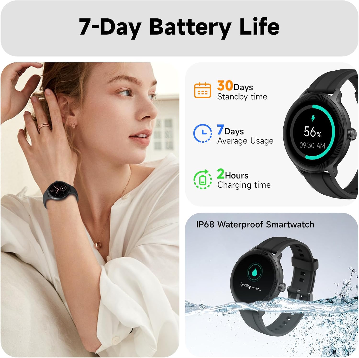 Smart Watch with Bluetooth Calling, HD Touchscreen & Fitness Tracking