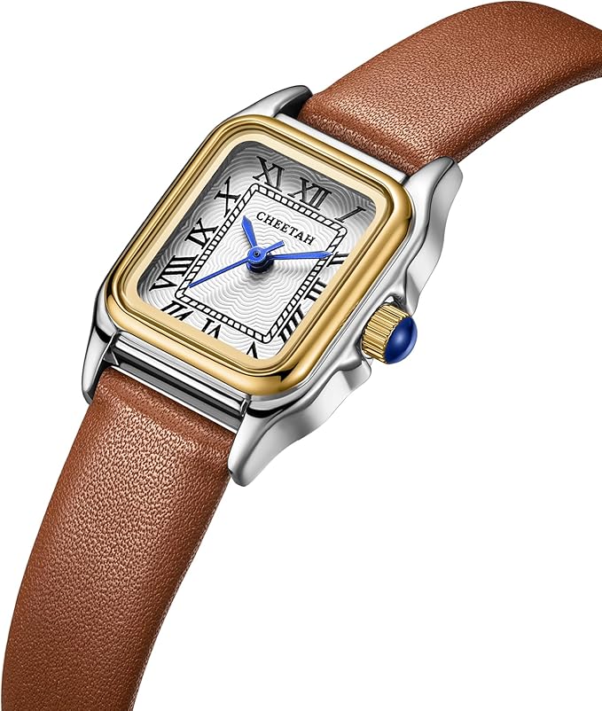 CHEETAH Women’s Small Two‑Tone Rectangular Roman Dial Watch