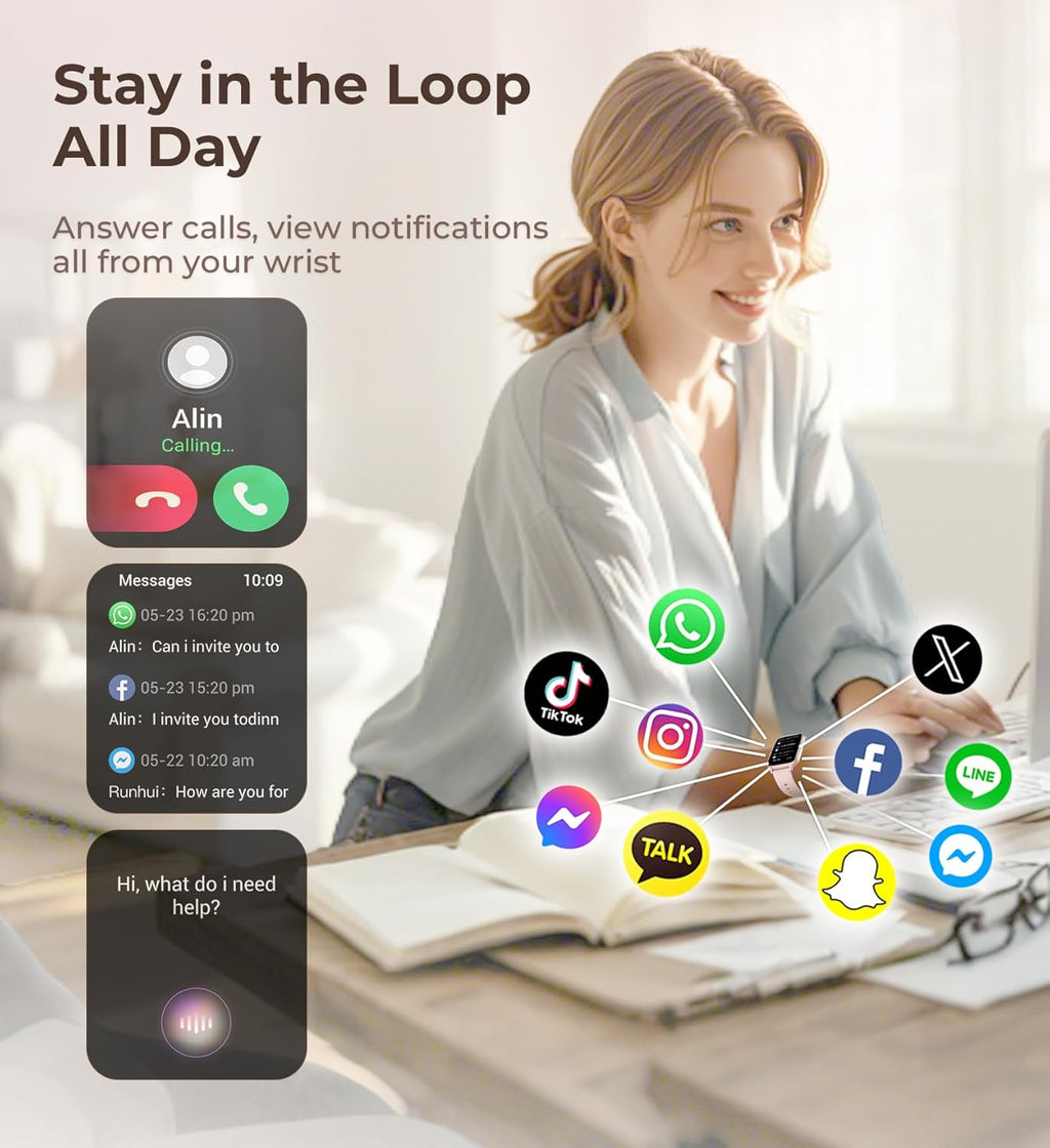 Women's Smartwatch with Call Function & Health Tracking (Iaret, Rose Gold)