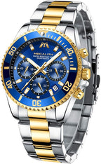 MEGALITH Men’s Stainless Steel Chronograph Quartz Watch – Waterproof, Date