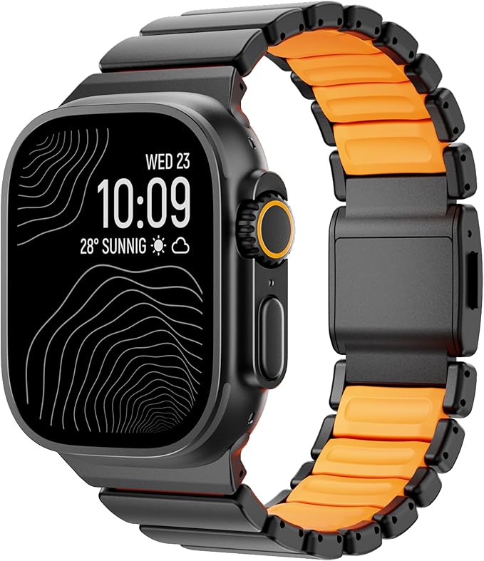 Luxury Titanium Silicone Apple Watch Band – Dual-Layer, Magnetic Clasp