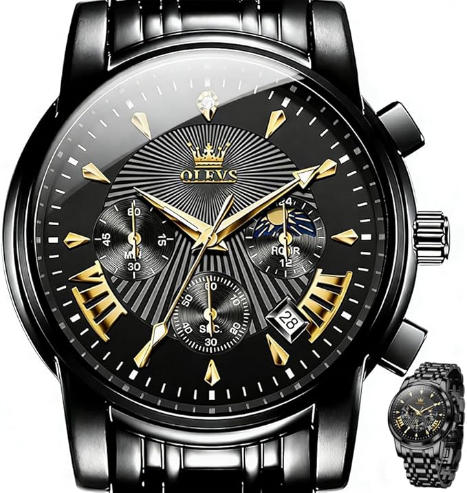 OLEVS Men’s Multifunction Dress Watch – Luminous, Water Resistant, Stainless Steel