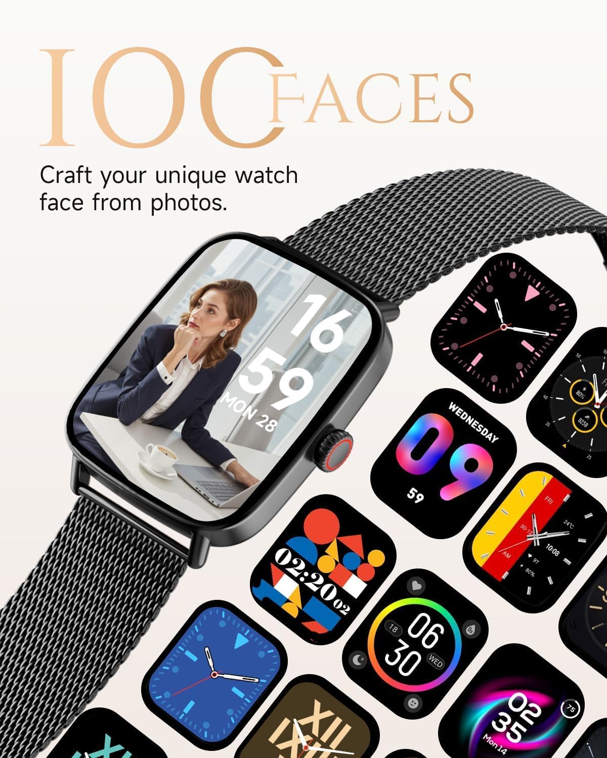 TOOBUR Smart Watch for Women, Bluetooth Calling, Fitness & Health Tracking