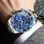 OLEVS Men’s Luxury Chronograph Watch – Moon Phase, Waterproof, Stainless Steel
