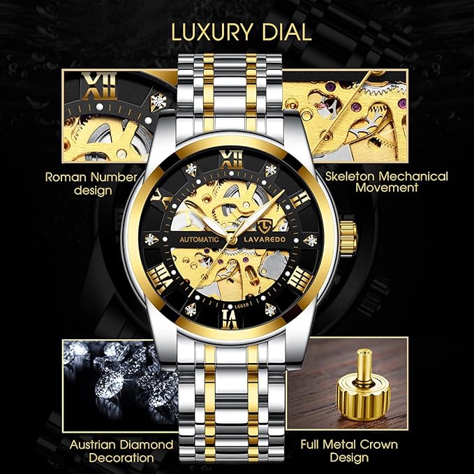 Automatic Self‑Winding Skeleton Mechanical Watch Stainless Steel Bracelet