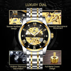 Automatic Self‑Winding Skeleton Mechanical Watch Stainless Steel Bracelet