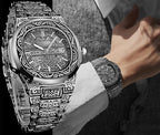 Retro Men’s Quartz Watch – Tattoo Pattern Stainless Steel, Waterproof