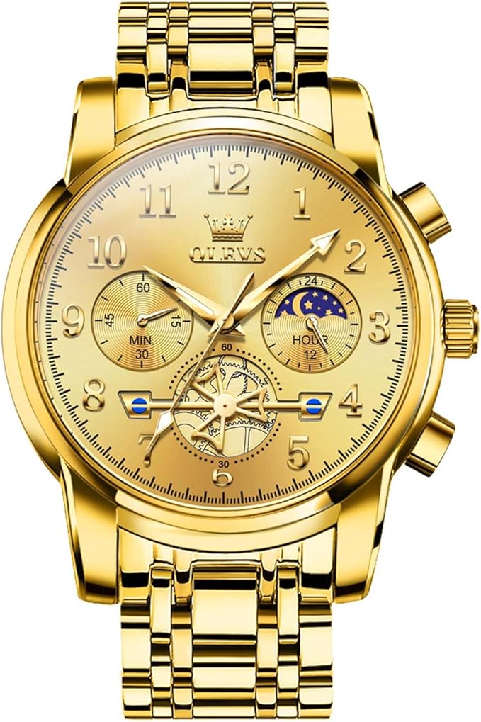 OLEVS Men’s Luxury Chronograph Watch, Stainless Steel, Waterproof