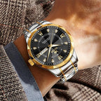 OLEVS Men’s Luxury Quartz Watch – Big Face, Stainless Steel, Day & Date