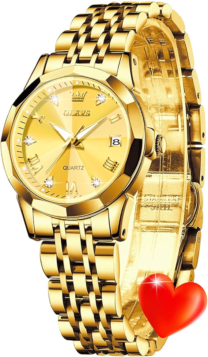 OLEVS Women’s Stainless Steel Waterproof Luminous Quartz Watch
