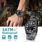 LIGE Men’s Military Sports Watch – 41mm Analog, Nylon Band, Waterproof
