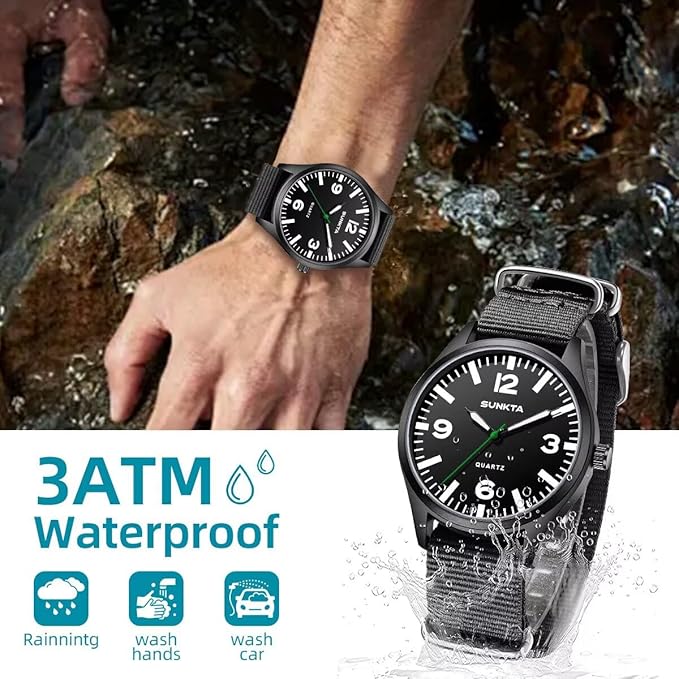 LIGE Men’s Military Sports Watch – 41mm Analog, Nylon Band, Waterproof