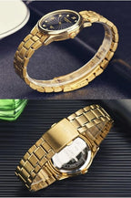 Men’s Gold Plated Watch – Roman Numeral Dial with Rhinestones