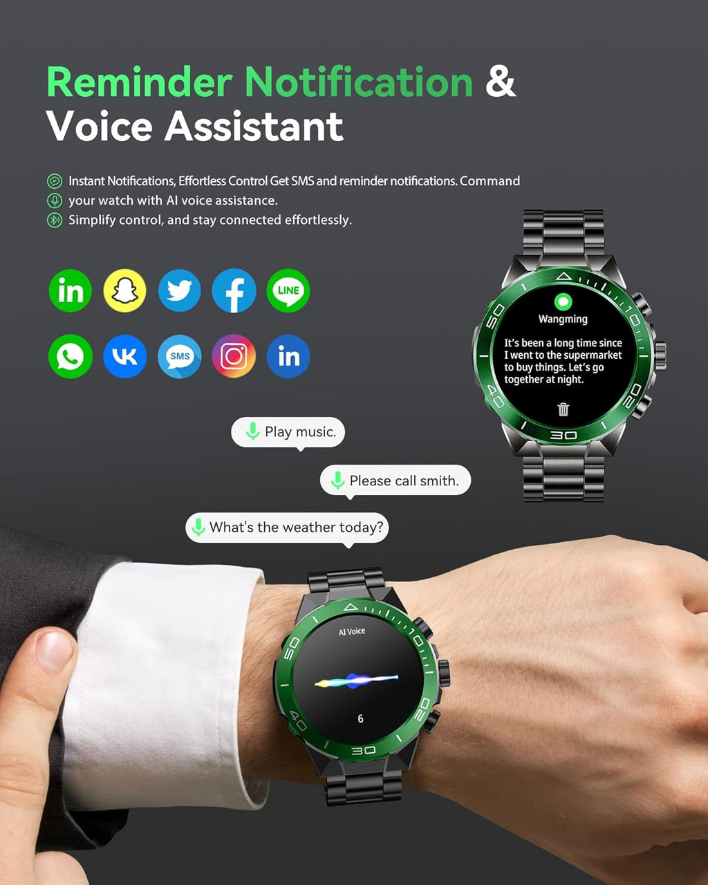 SOUYIE Men’s Smart Watch – 1.43” AMOLED, Bluetooth Calling, Dual Strap