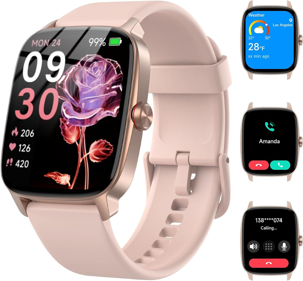 Bluetooth Smartwatch for Men & Women Fitness Tracker with Heart Rate, Sleep & Activity Monitor | Waterproof Touchscreen