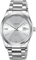 CIVO Men’s Stainless Steel Analog Watch – Classic Date, Waterproof Quartz
