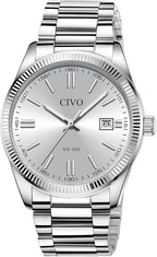 CIVO Men’s Stainless Steel Analog Watch – Classic Date, Waterproof Quartz