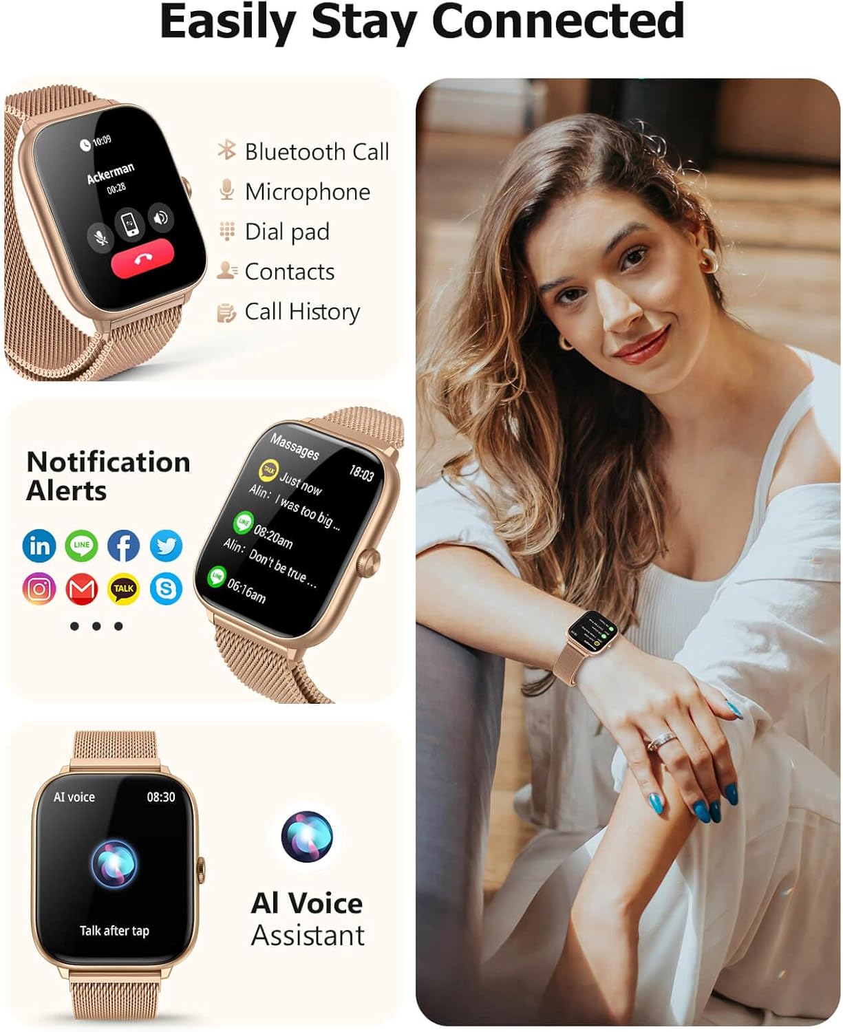 Women's Smartwatch with AMOLED Display, IP68 Rating & Health Tracking (EarlySincere 2025)