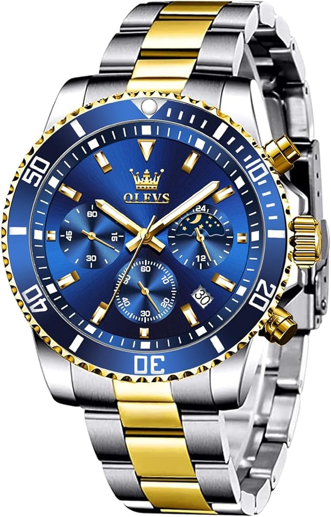 OLEVS Waterproof Stainless Steel Luminous Rotatable Bezel Watch — Classic Analog Quartz Wristwatch