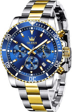 OLEVS Waterproof Stainless Steel Luminous Rotatable Bezel Watch — Classic Analog Quartz Wristwatch