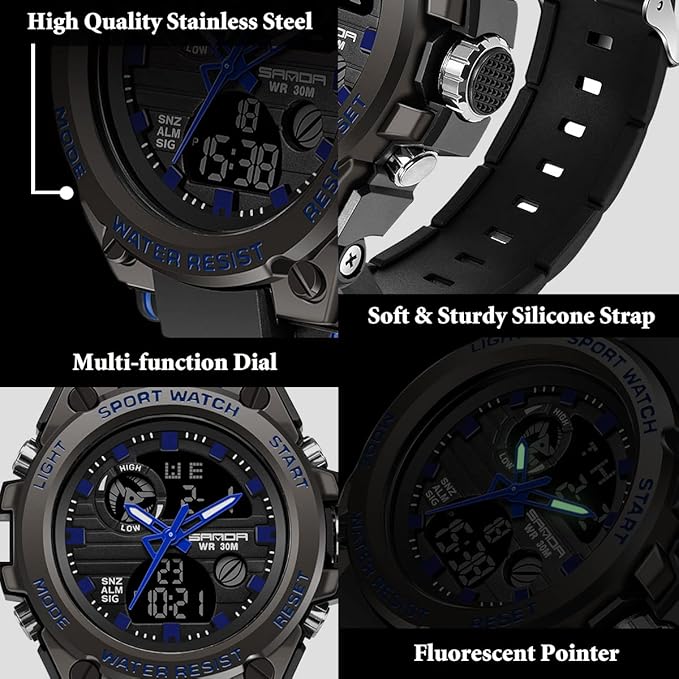Military Tactical Waterproof Digital Stopwatch Watch for Men
