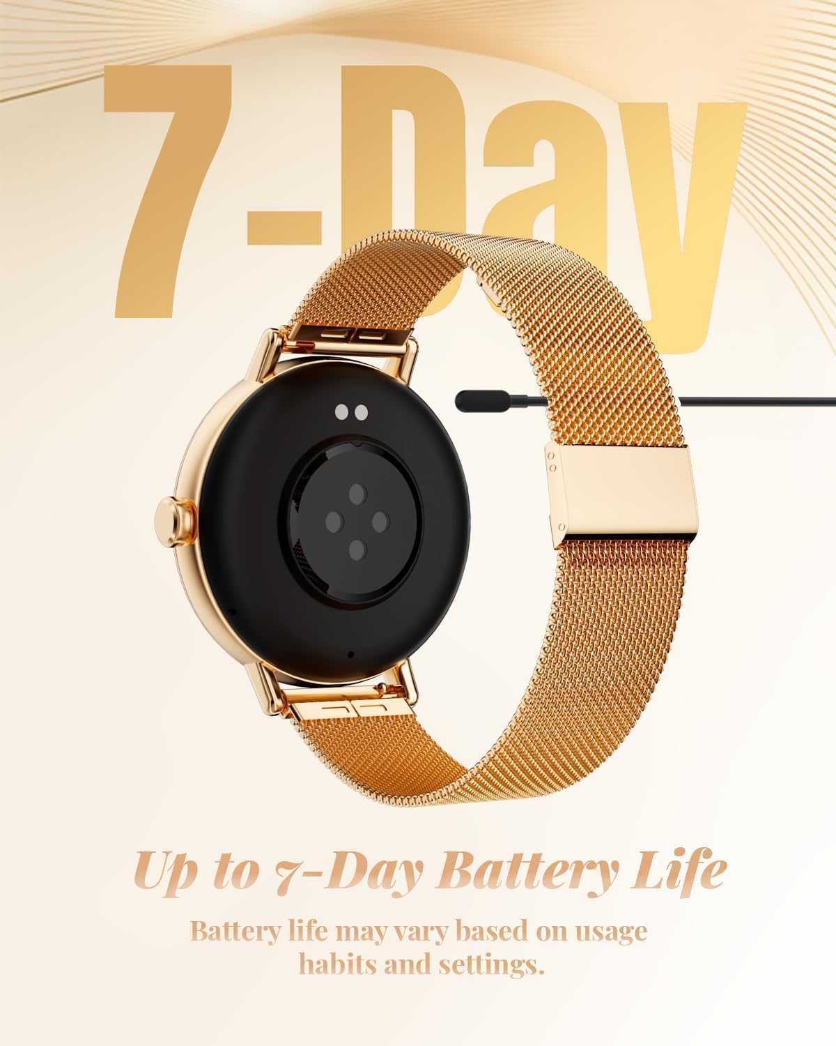 TOOBUR Rose Gold Smartwatch for Women, HD Display, Calling & Fitness Tracking