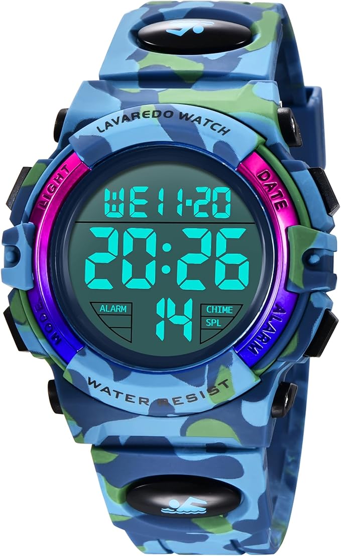 Kids Digital Sport Watch with LED, Alarm & Waterproof