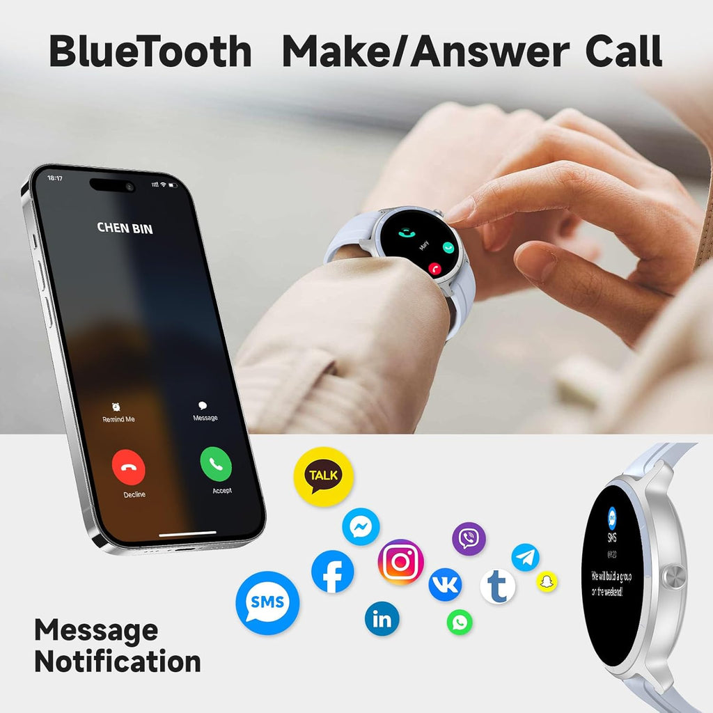 Smart Watch for Men & Women – Bluetooth Calling, HD Touchscreen, Fitness Tracker, AI + Health Monitoring