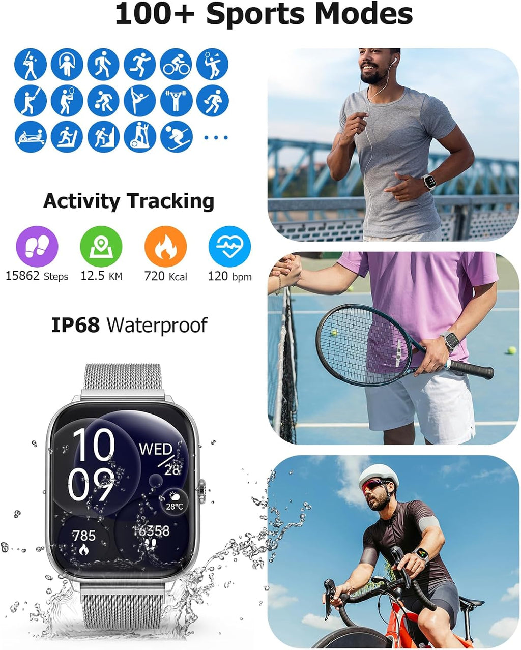 EarlySincere Smartwatch Always-On Display, Waterproof Fitness & Activity Tracker | Android & iOS Compatible