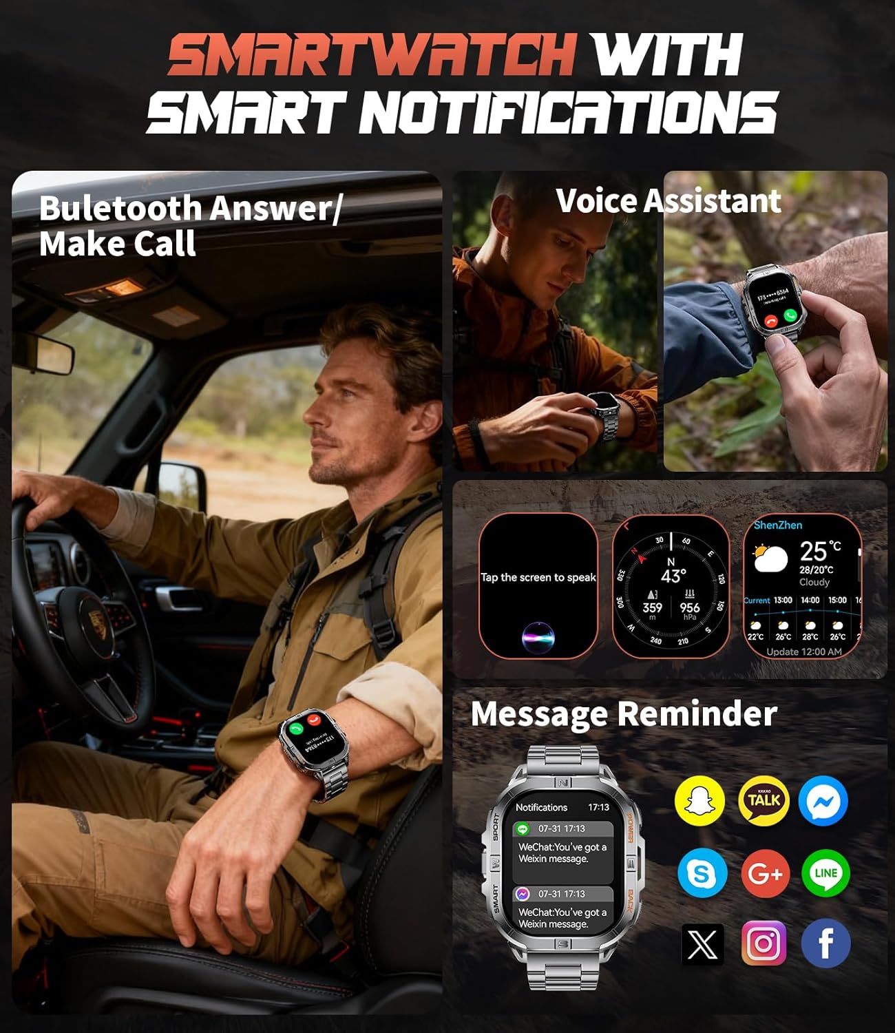 LIGE DM6 GPS Smart Watch – 2.13” AMOLED, 170+ Sports, IP68