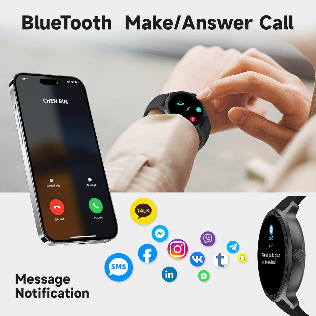 Smart Watch with Bluetooth Calling, HD Touchscreen & Fitness Tracking